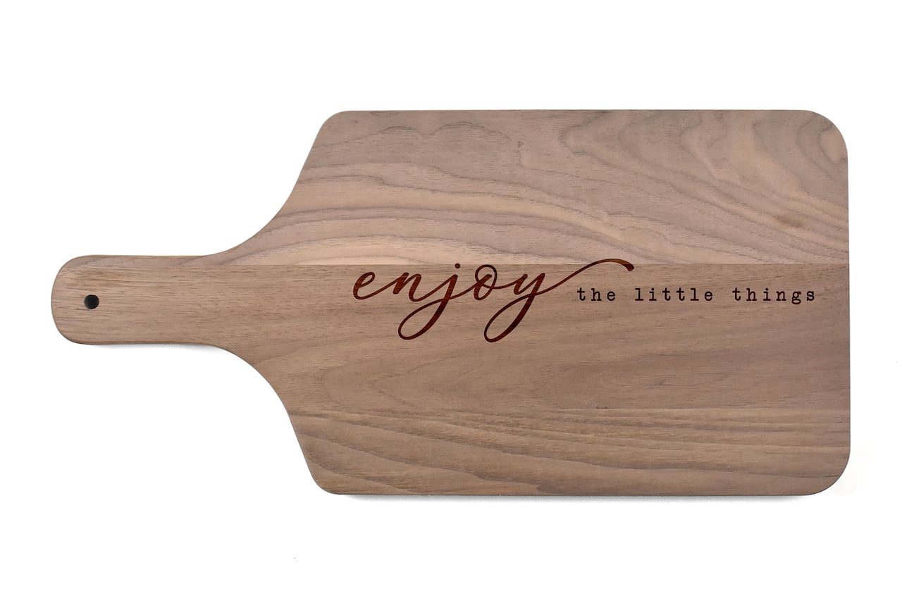 Enjoy the Little Things 17" x 8" Walnut Paddle Cutting Board